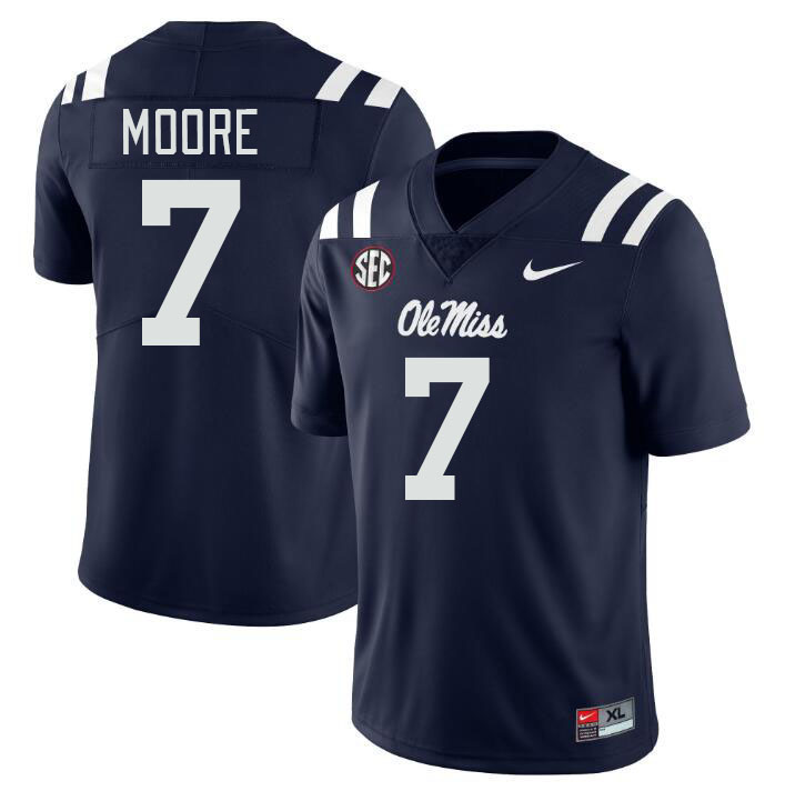 Men #7 Louis Moore Ole Miss Rebels College Football Jerseys Stitched-Navy